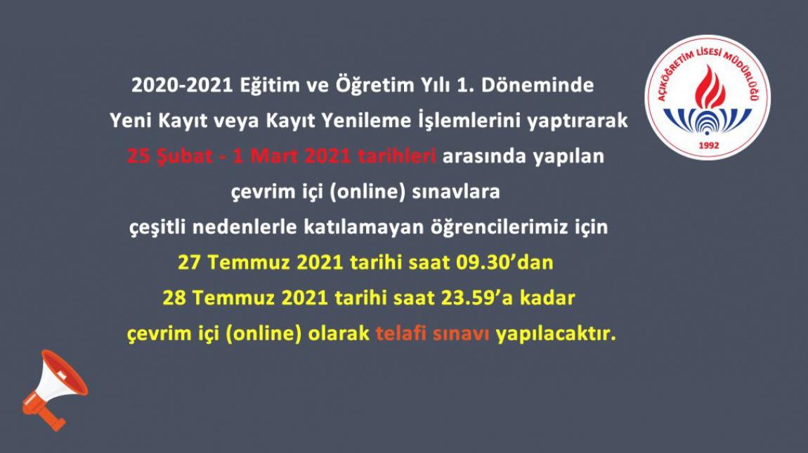 Açık Öğretim Lisesi, 20202021 Eğitim ve Öğretim yılı 1